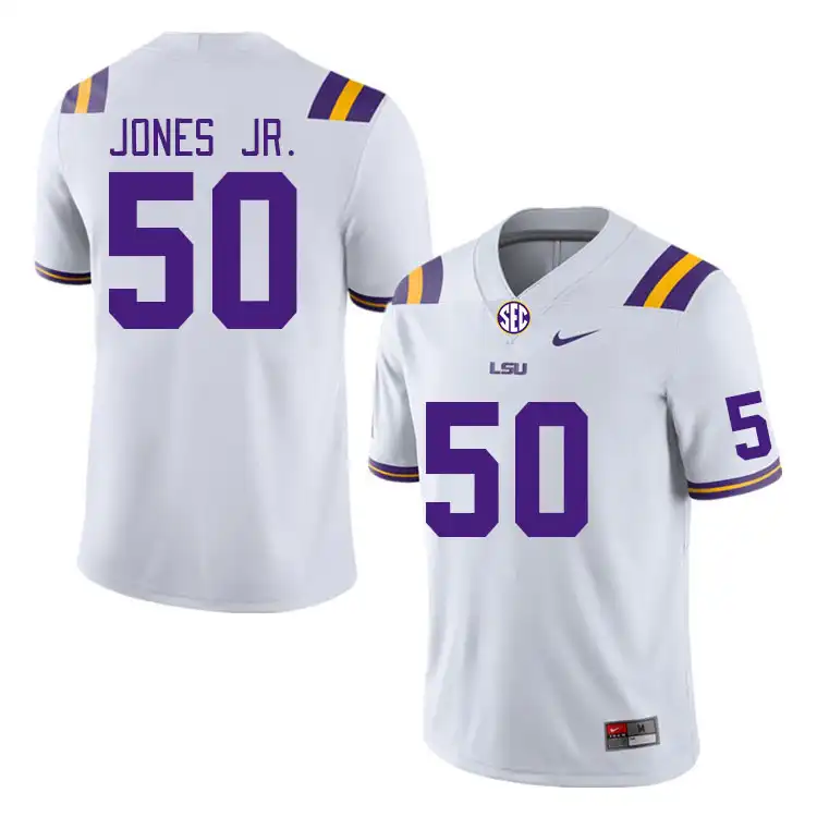 Men's LSU Tigers Emery Jones Jr. #50 White NCAA Football Jersey